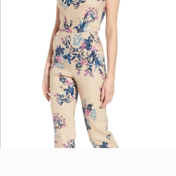 LEITH linen Floral Jumpsuit With Spaghetti Straps and Open Back. Size Medium - Picture 16 of 16